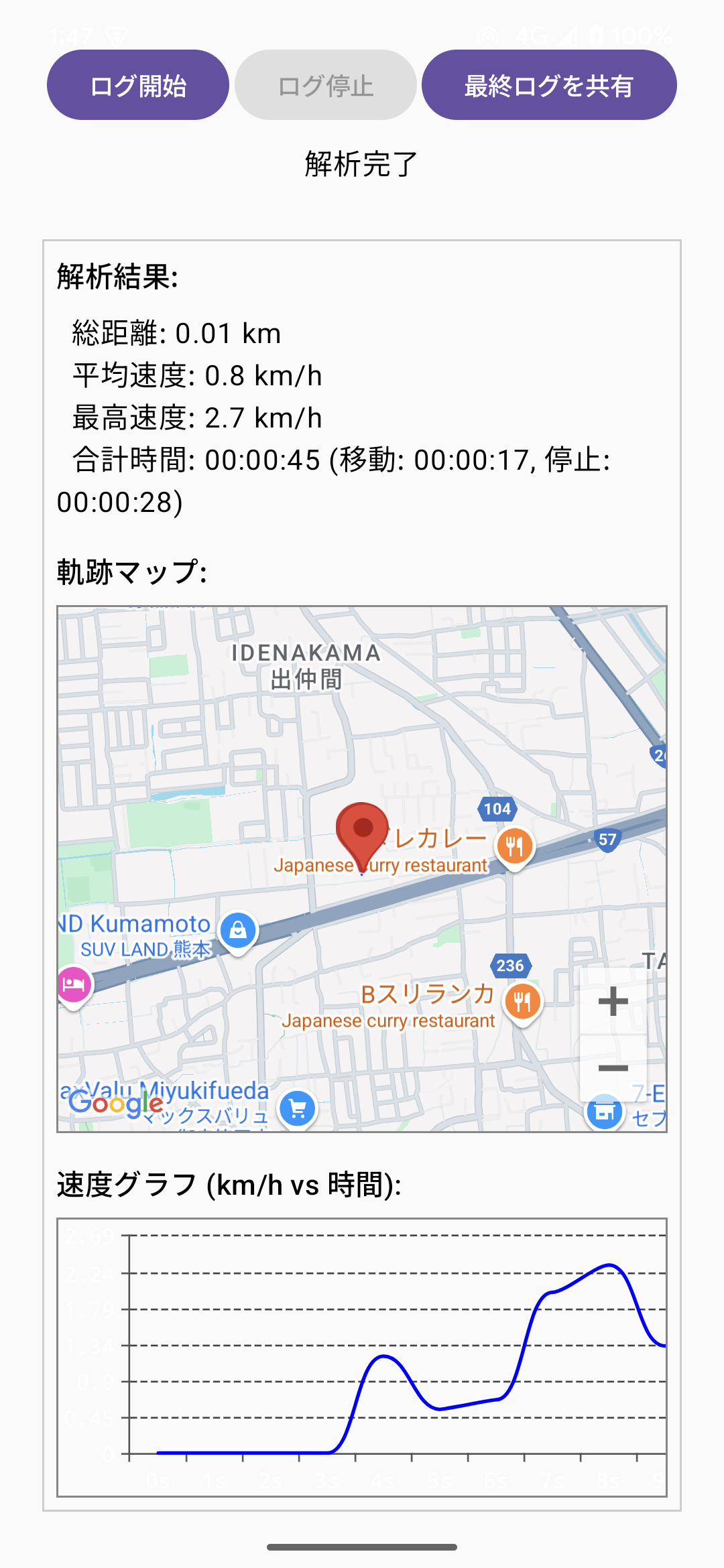 GPSログアプリ スクリーンショット